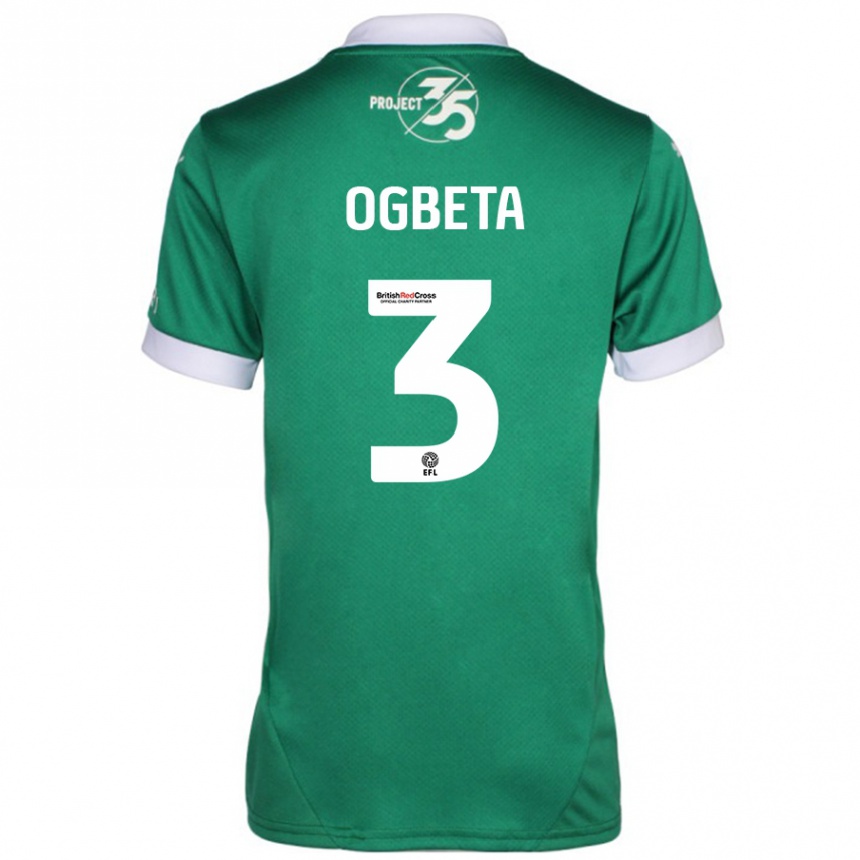 Niño Fútbol Camiseta Nathanael Ogbeta #3 Verde Blanco 1ª Equipación 2024/25