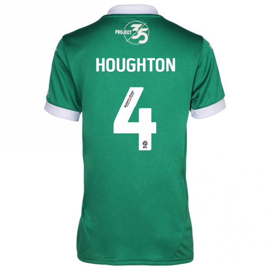 Niño Fútbol Camiseta Jordan Houghton #4 Verde Blanco 1ª Equipación 2024/25