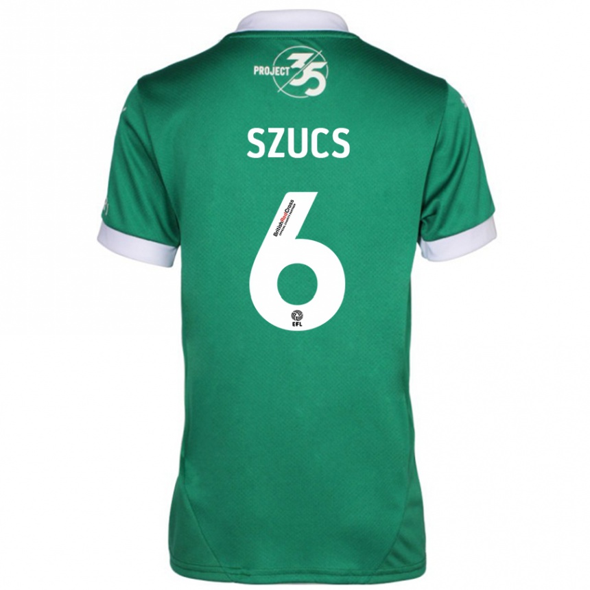 Niño Fútbol Camiseta Kornél Szűcs #6 Verde Blanco 1ª Equipación 2024/25