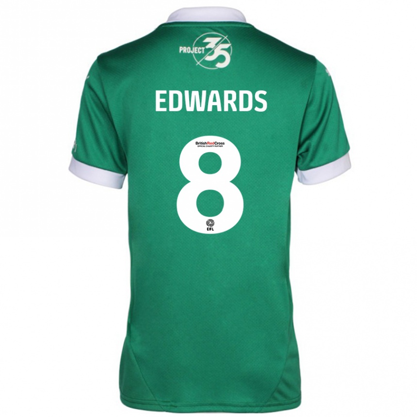 Niño Fútbol Camiseta Joe Edwards #8 Verde Blanco 1ª Equipación 2024/25