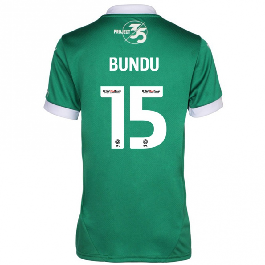 Niño Fútbol Camiseta Mustapha Bundu #15 Verde Blanco 1ª Equipación 2024/25