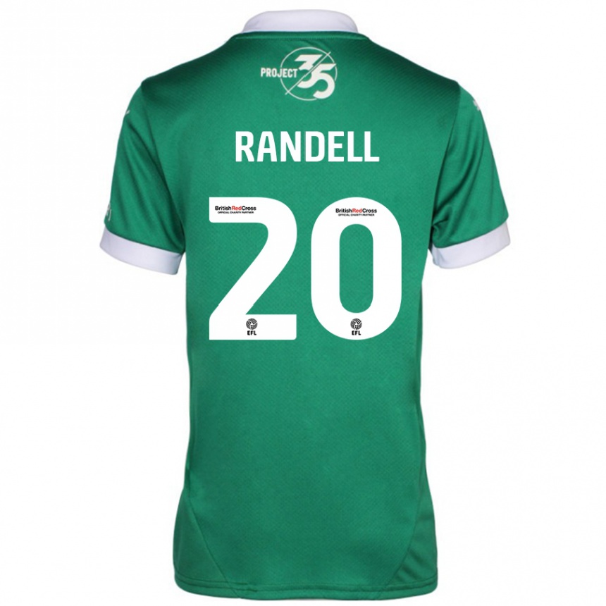 Niño Fútbol Camiseta Adam Randell #20 Verde Blanco 1ª Equipación 2024/25