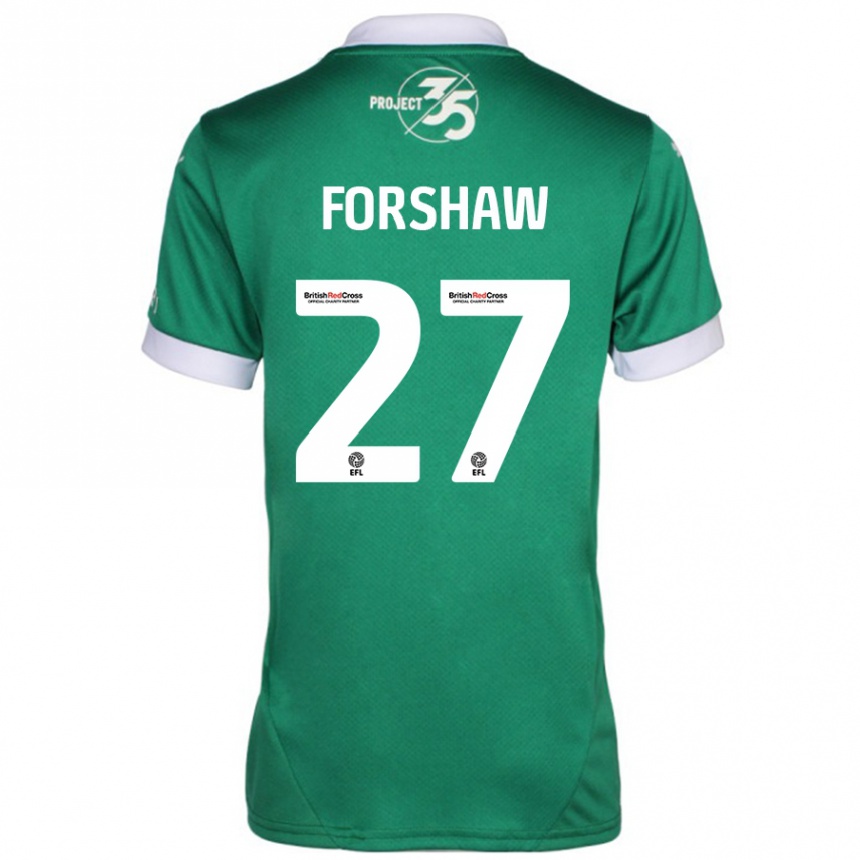 Niño Fútbol Camiseta Adam Forshaw #27 Verde Blanco 1ª Equipación 2024/25