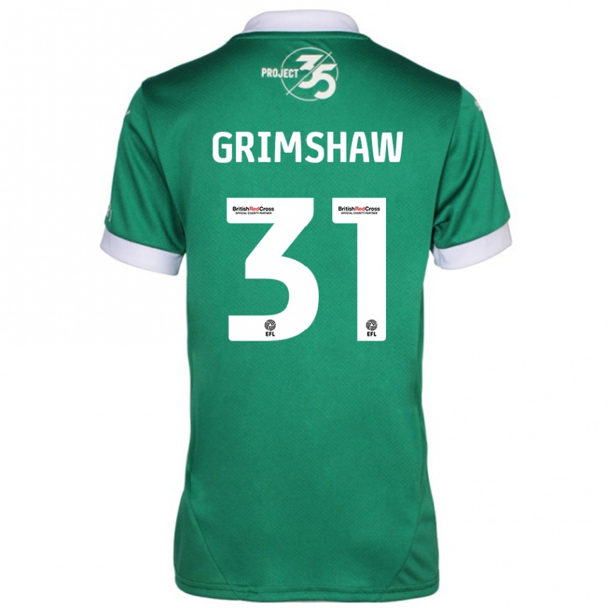 Niño Fútbol Camiseta Daniel Grimshaw #31 Verde Blanco 1ª Equipación 2024/25