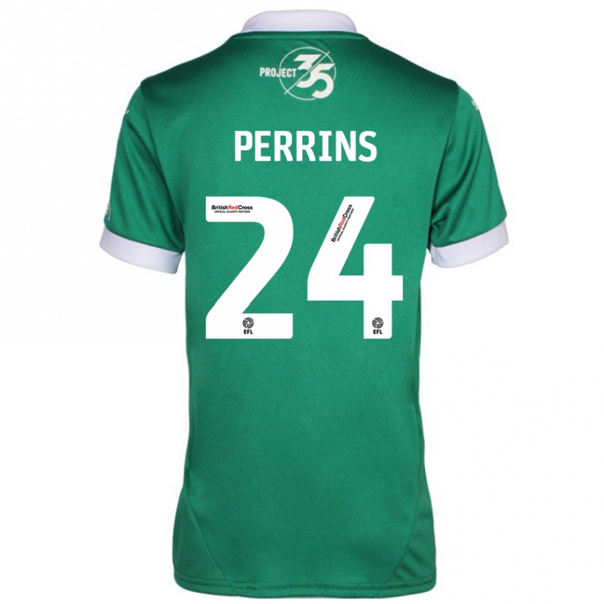 Niño Fútbol Camiseta Grace Perrins #24 Verde Blanco 1ª Equipación 2024/25