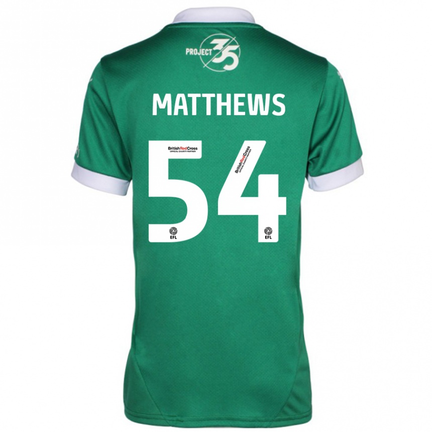 Niño Fútbol Camiseta Jack Matthews #54 Verde Blanco 1ª Equipación 2024/25