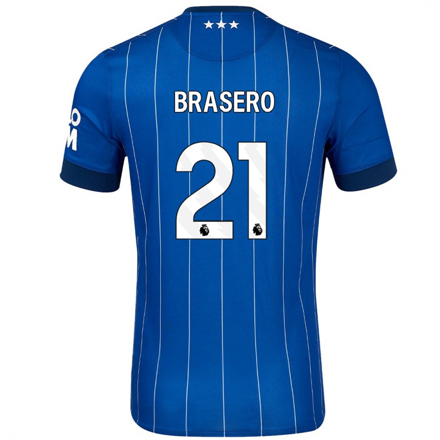 Niño Fútbol Camiseta Sarah Brasero-Carreira #21 Azul Marino 1ª Equipación 2024/25