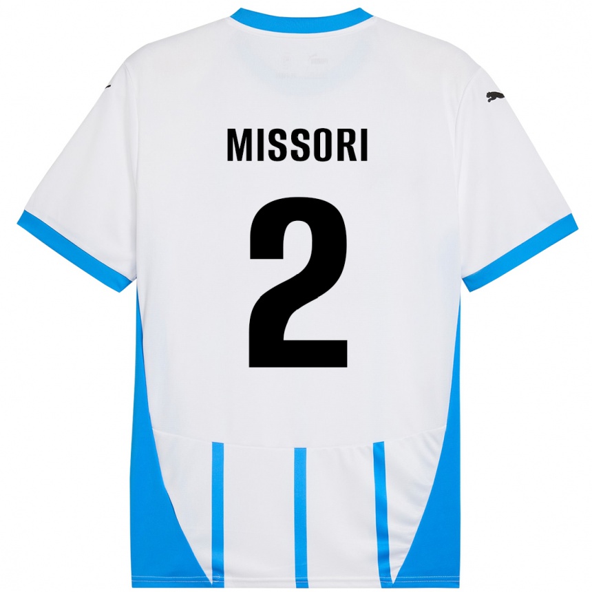 Niño Fútbol Camiseta Filippo Missori #2 Blanco Azul 2ª Equipación 2024/25