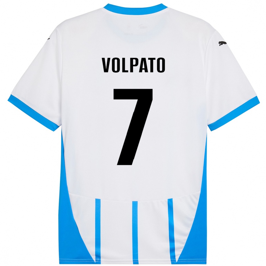 Niño Fútbol Camiseta Cristian Volpato #7 Blanco Azul 2ª Equipación 2024/25