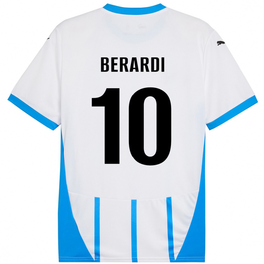 Niño Fútbol Camiseta Domenico Berardi #10 Blanco Azul 2ª Equipación 2024/25