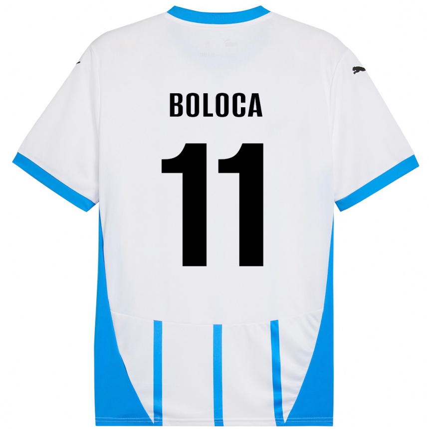 Niño Fútbol Camiseta Daniel Boloca #11 Blanco Azul 2ª Equipación 2024/25