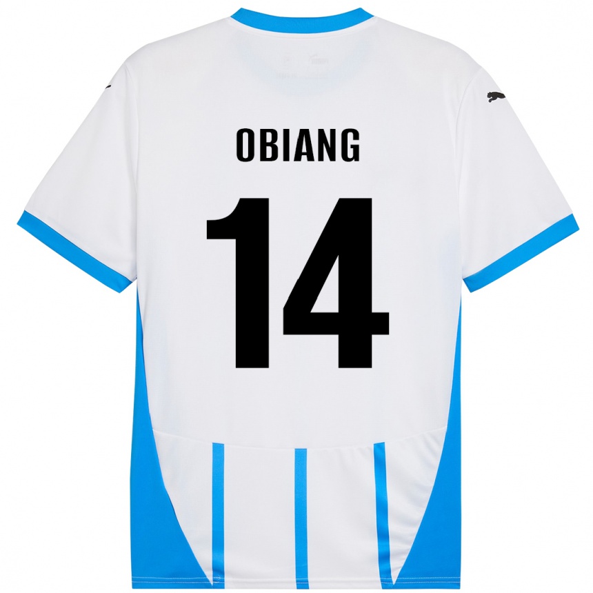 Niño Fútbol Camiseta Pedro Obiang #14 Blanco Azul 2ª Equipación 2024/25