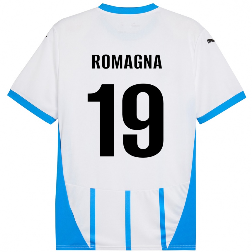 Niño Fútbol Camiseta Filippo Romagna #19 Blanco Azul 2ª Equipación 2024/25