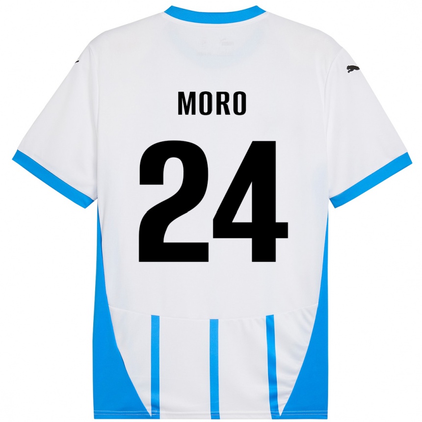 Niño Fútbol Camiseta Luca Moro #24 Blanco Azul 2ª Equipación 2024/25