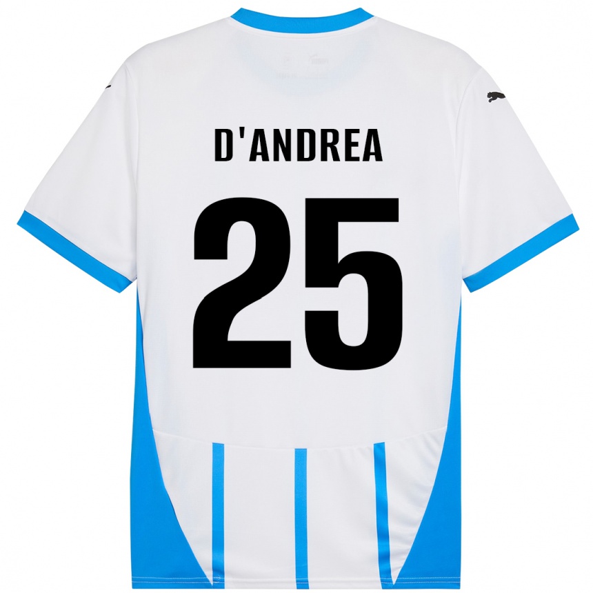 Niño Fútbol Camiseta Luca D'andrea #25 Blanco Azul 2ª Equipación 2024/25