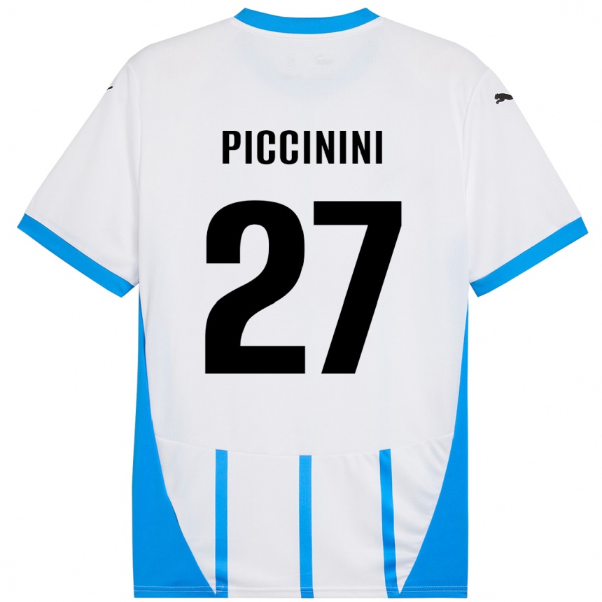 Niño Fútbol Camiseta Stefano Piccinini #27 Blanco Azul 2ª Equipación 2024/25