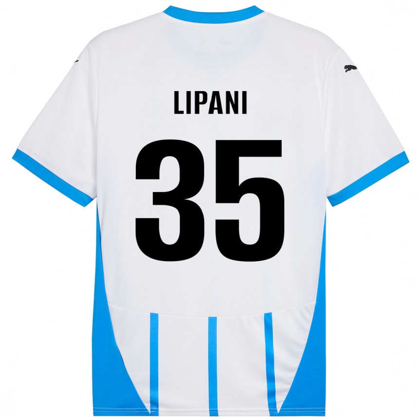 Niño Fútbol Camiseta Luca Lipani #35 Blanco Azul 2ª Equipación 2024/25