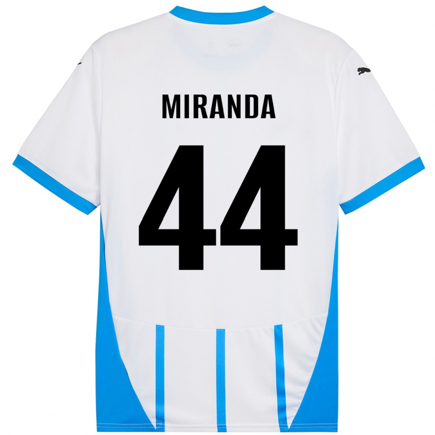 Niño Fútbol Camiseta Kevin Miranda #44 Blanco Azul 2ª Equipación 2024/25