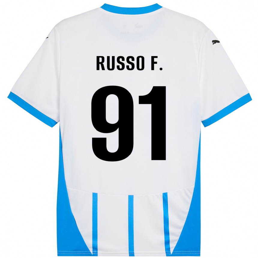 Niño Fútbol Camiseta Flavio Russo #91 Blanco Azul 2ª Equipación 2024/25