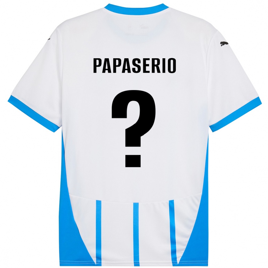 Niño Fútbol Camiseta Gabriele Papaserio #0 Blanco Azul 2ª Equipación 2024/25