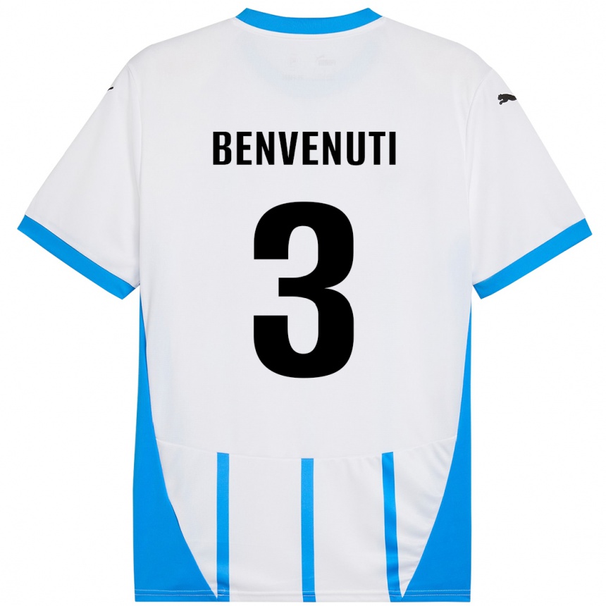 Niño Fútbol Camiseta Tommaso Benvenuti #3 Blanco Azul 2ª Equipación 2024/25