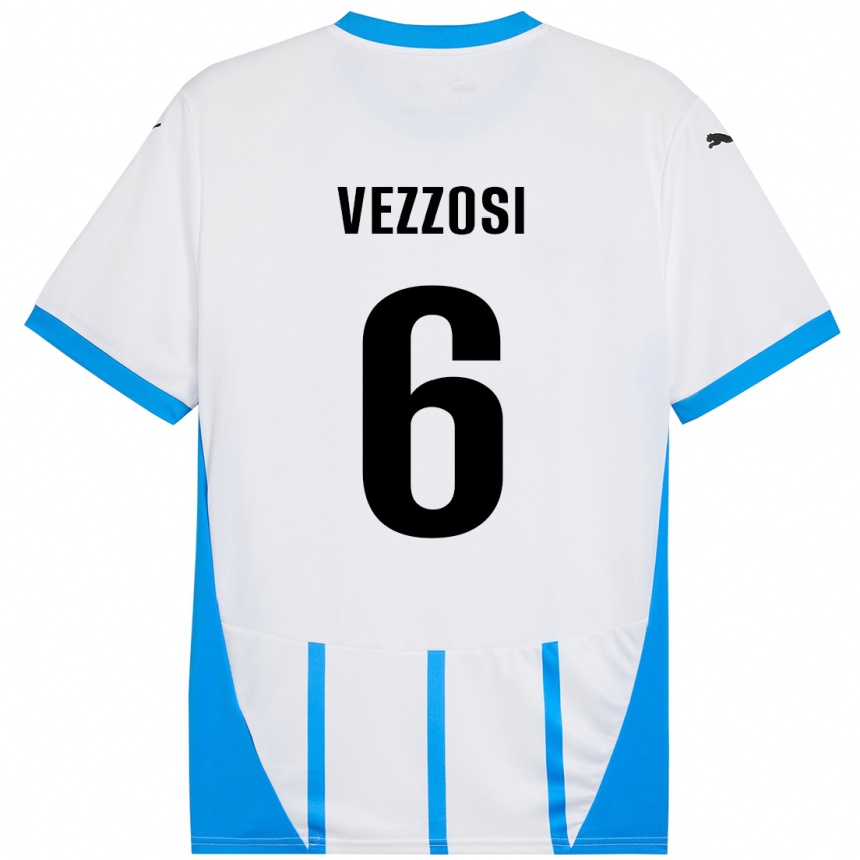 Niño Fútbol Camiseta Giorgio Vezzosi #6 Blanco Azul 2ª Equipación 2024/25