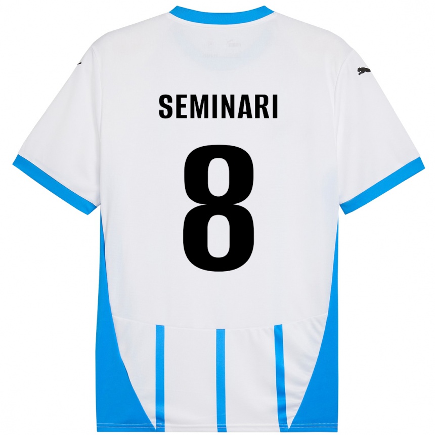 Niño Fútbol Camiseta Giacomo Seminari #8 Blanco Azul 2ª Equipación 2024/25