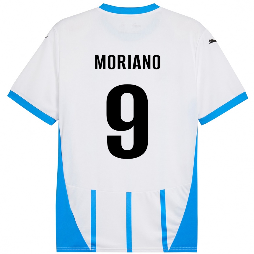 Niño Fútbol Camiseta Andrea Moriano #9 Blanco Azul 2ª Equipación 2024/25