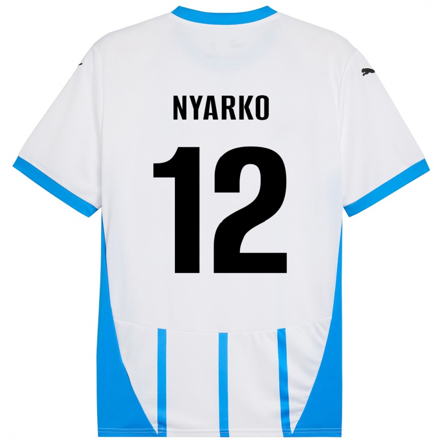 Niño Fútbol Camiseta Lorenzo Nyarko #12 Blanco Azul 2ª Equipación 2024/25