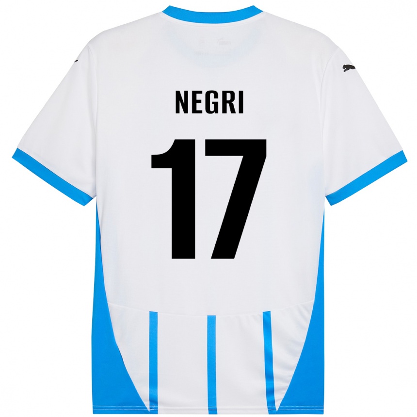 Niño Fútbol Camiseta Gabriele Negri #17 Blanco Azul 2ª Equipación 2024/25