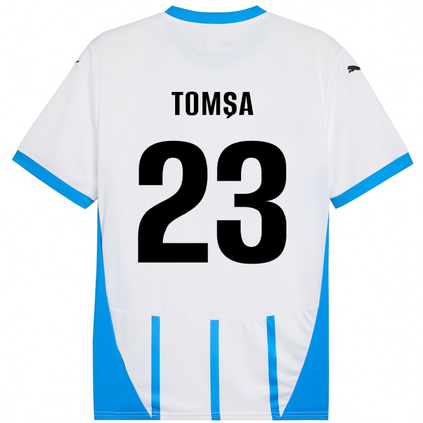 Niño Fútbol Camiseta Troy Tomșa #23 Blanco Azul 2ª Equipación 2024/25