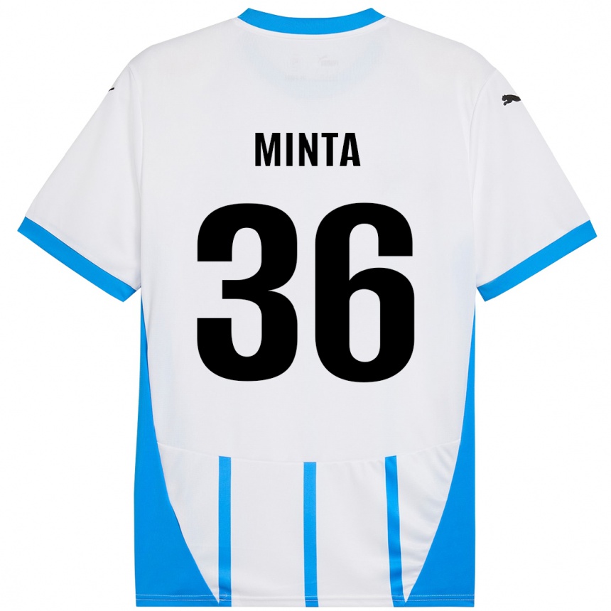 Niño Fútbol Camiseta Amoako Minta #36 Blanco Azul 2ª Equipación 2024/25