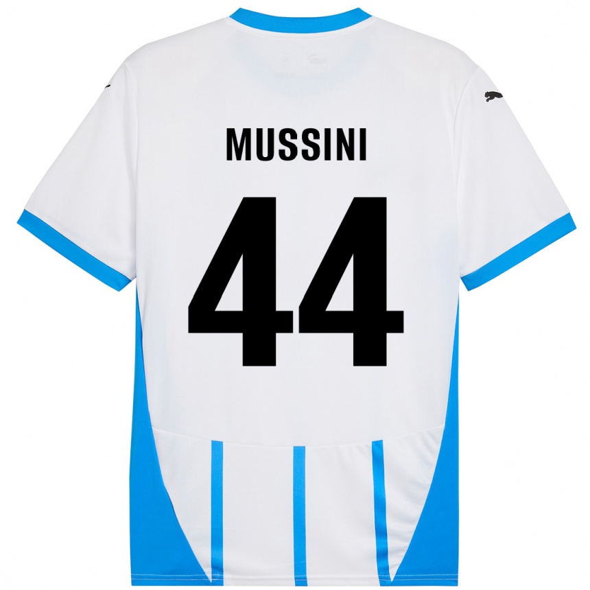 Niño Fútbol Camiseta Andrea Mussini #44 Blanco Azul 2ª Equipación 2024/25