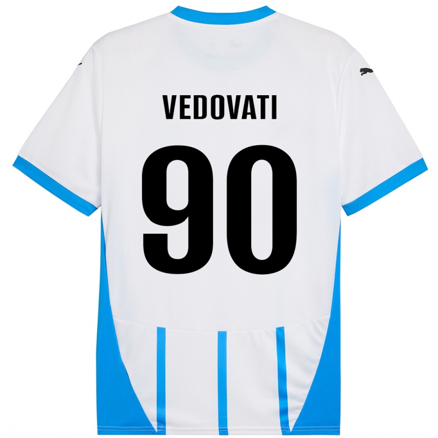 Niño Fútbol Camiseta Gabriele Vedovati #90 Blanco Azul 2ª Equipación 2024/25