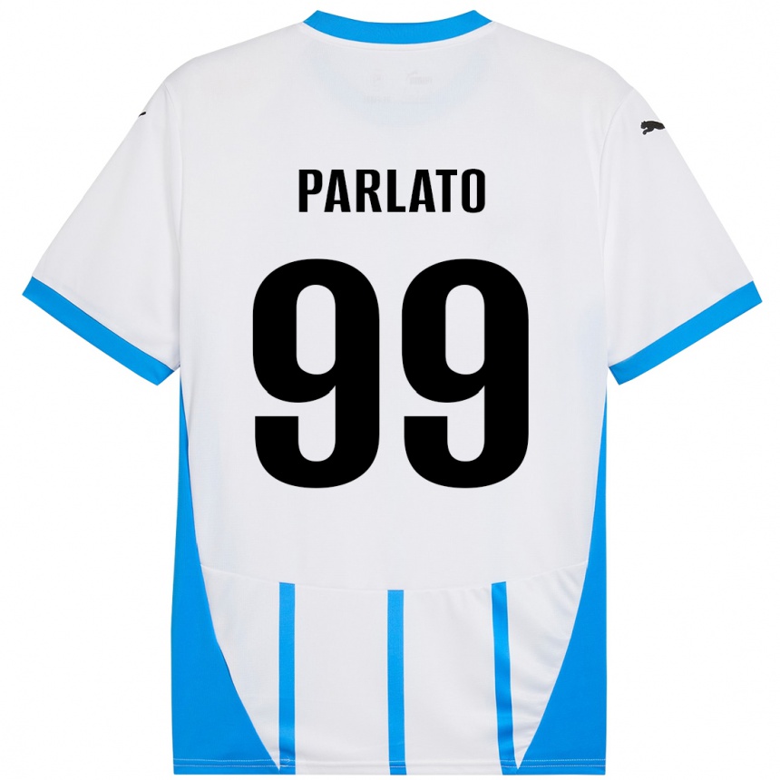 Niño Fútbol Camiseta Claudio Parlato #99 Blanco Azul 2ª Equipación 2024/25