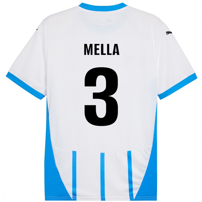 Niño Fútbol Camiseta Sara Mella #3 Blanco Azul 2ª Equipación 2024/25