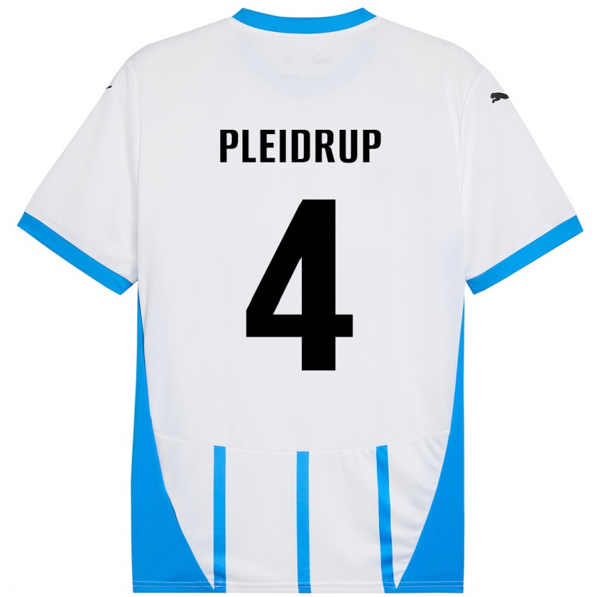 Niño Fútbol Camiseta Caroline Pleidrup #4 Blanco Azul 2ª Equipación 2024/25