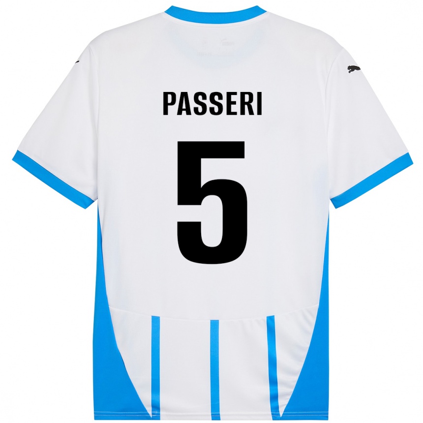 Niño Fútbol Camiseta Angela Passeri #5 Blanco Azul 2ª Equipación 2024/25