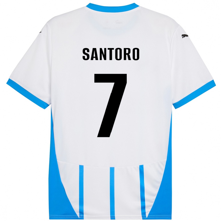 Niño Fútbol Camiseta Erika Santoro #7 Blanco Azul 2ª Equipación 2024/25