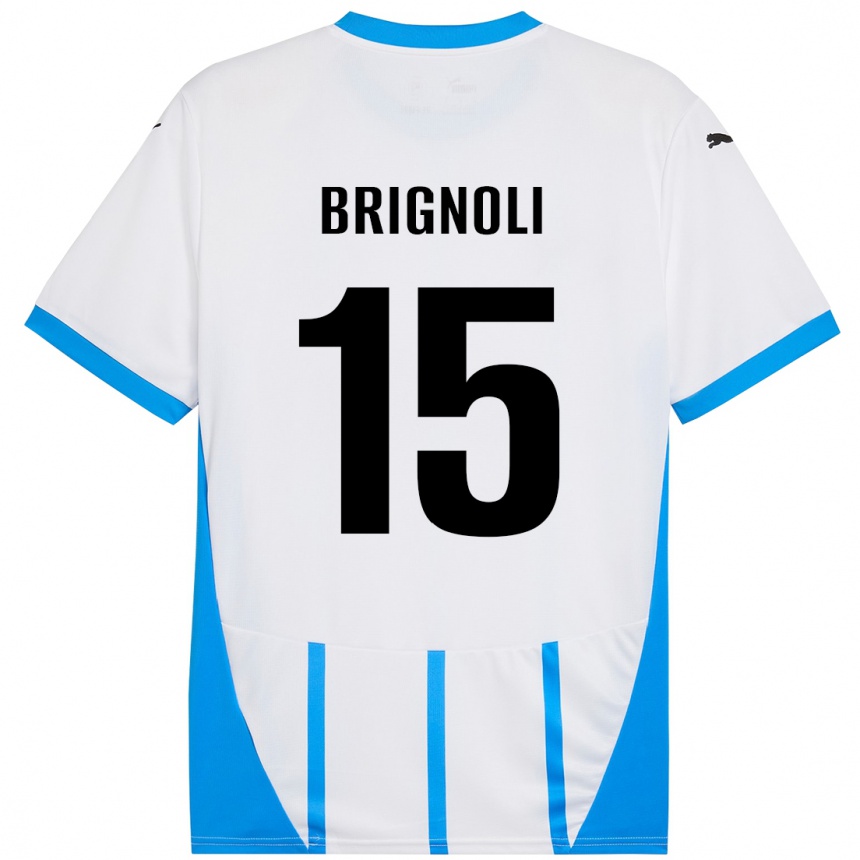 Niño Fútbol Camiseta Benedetta Brignoli #15 Blanco Azul 2ª Equipación 2024/25