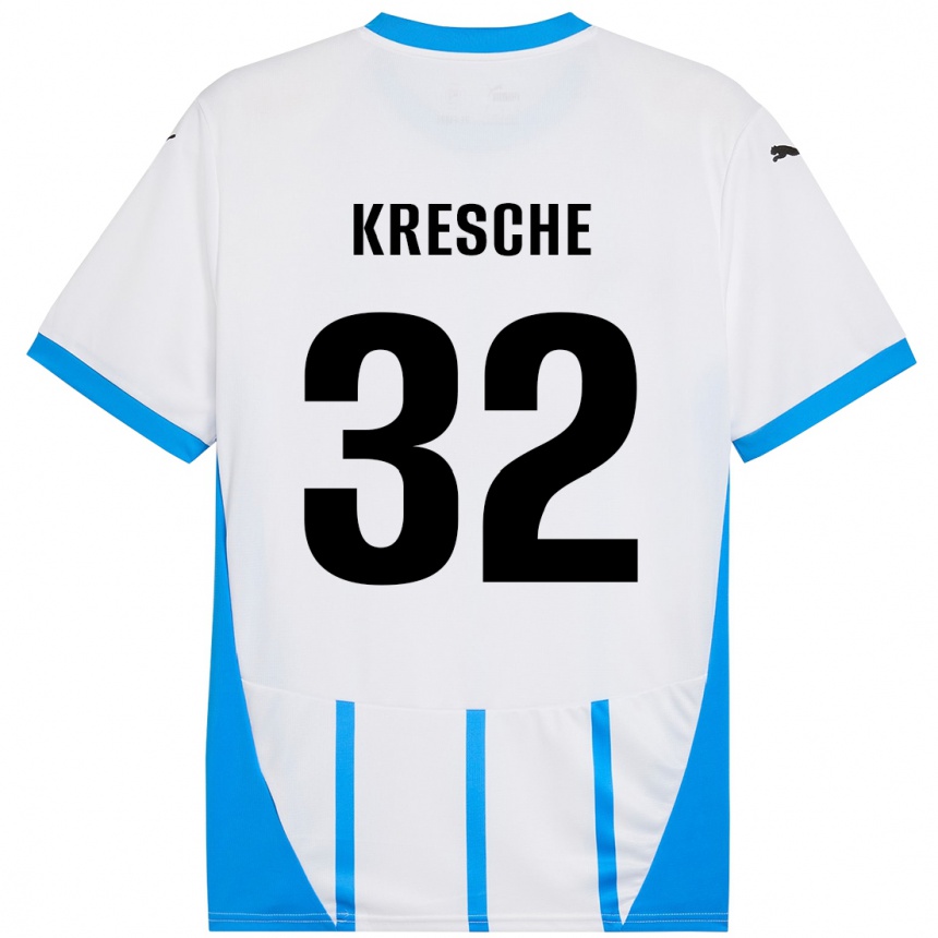 Niño Fútbol Camiseta Isabella Kresche #32 Blanco Azul 2ª Equipación 2024/25