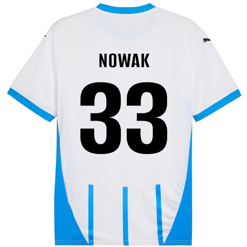 Niño Fútbol Camiseta Julie Nowak #33 Blanco Azul 2ª Equipación 2024/25