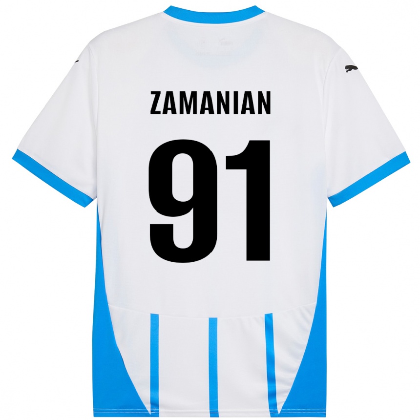 Niño Fútbol Camiseta Annahita Zamanian #91 Blanco Azul 2ª Equipación 2024/25