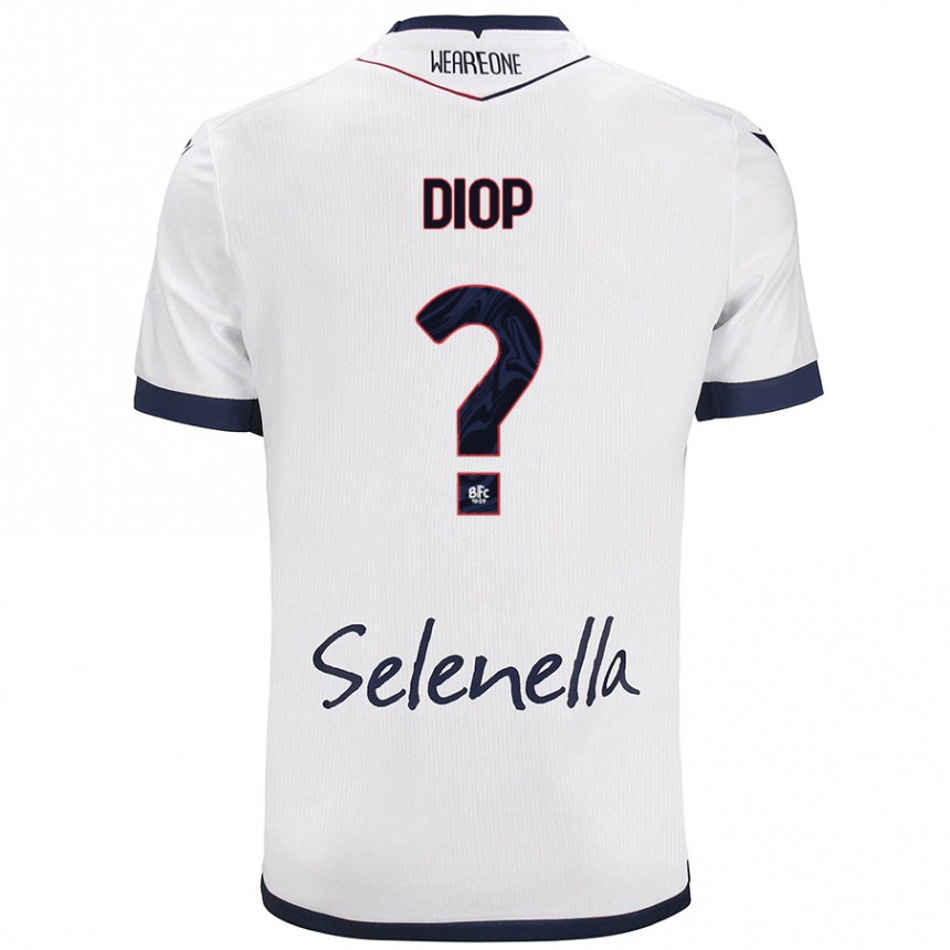 Niño Fútbol Camiseta Saer Diop #0 Blanco Azul Real 2ª Equipación 2024/25