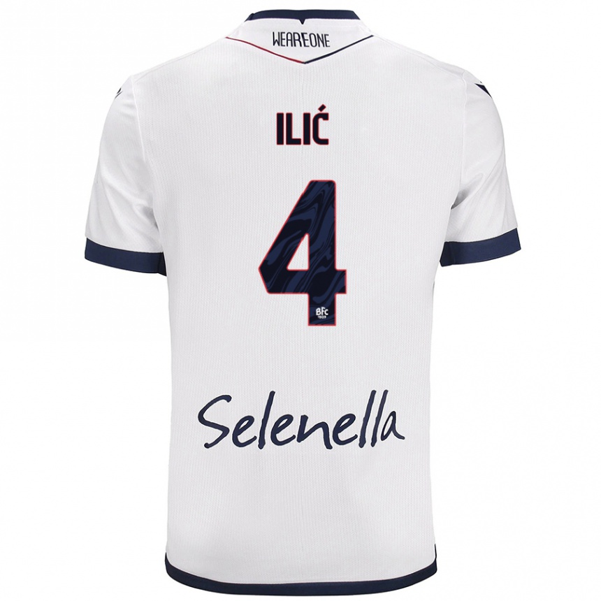 Niño Fútbol Camiseta Mihajlo Ilić #4 Blanco Azul Real 2ª Equipación 2024/25