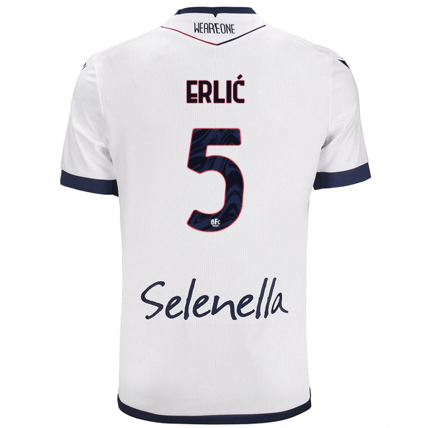 Niño Fútbol Camiseta Martin Erlić #5 Blanco Azul Real 2ª Equipación 2024/25