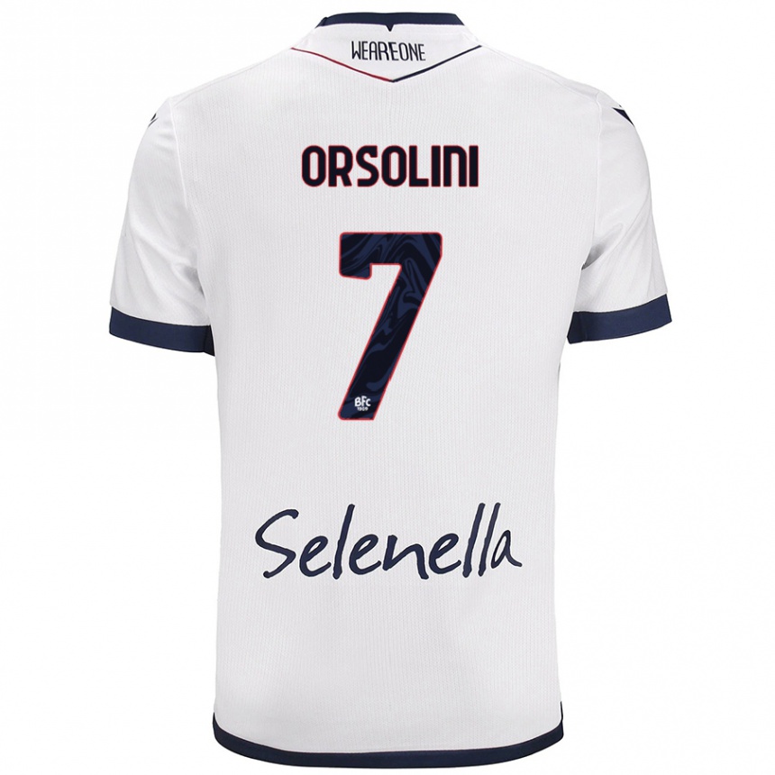 Niño Fútbol Camiseta Riccardo Orsolini #7 Blanco Azul Real 2ª Equipación 2024/25