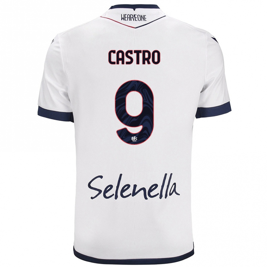 Niño Fútbol Camiseta Santiago Castro #9 Blanco Azul Real 2ª Equipación 2024/25