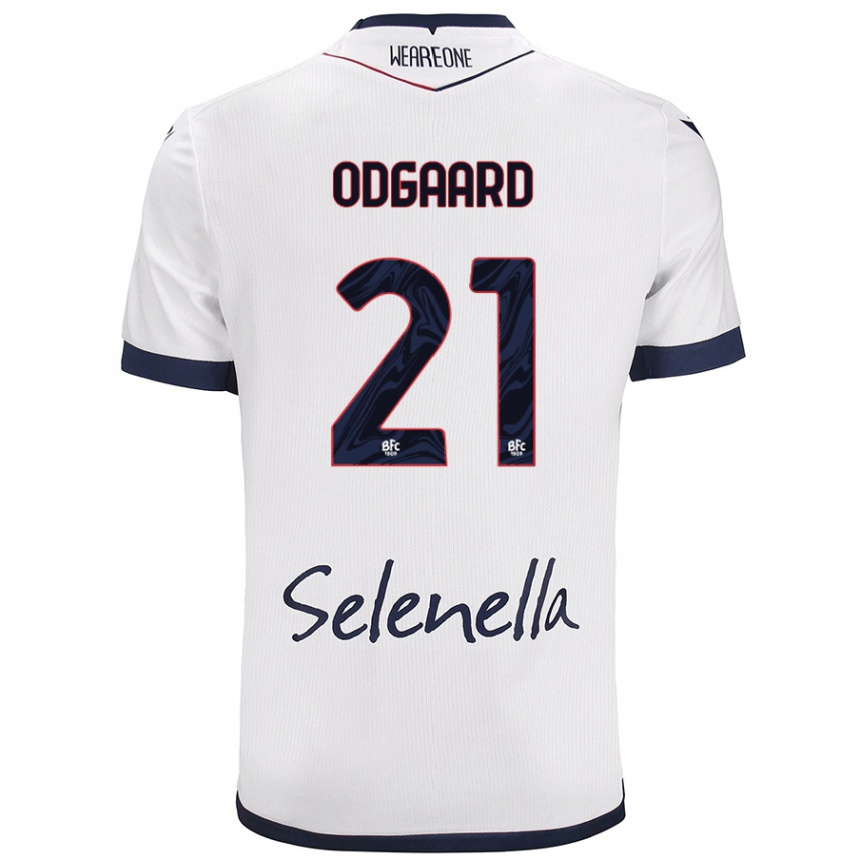 Niño Fútbol Camiseta Jens Odgaard #21 Blanco Azul Real 2ª Equipación 2024/25