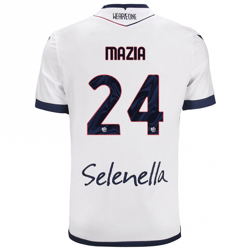 Niño Fútbol Camiseta Andrea Mazia #24 Blanco Azul Real 2ª Equipación 2024/25